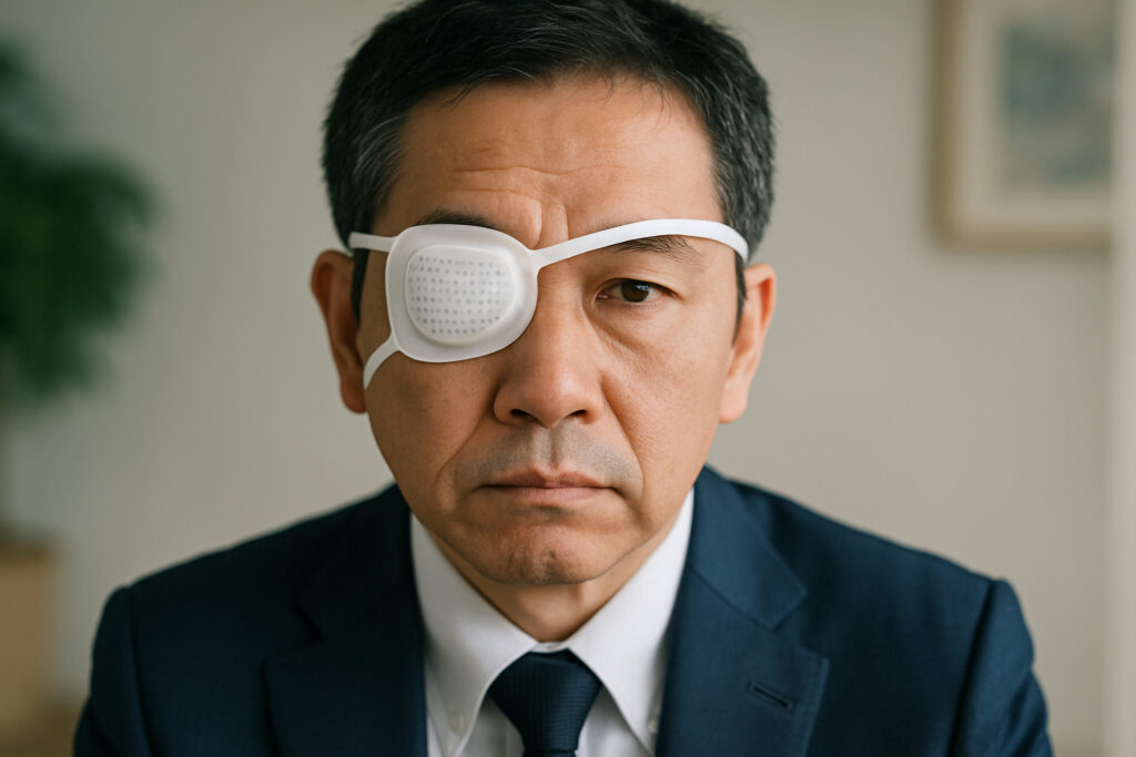 眼帯をしている男性