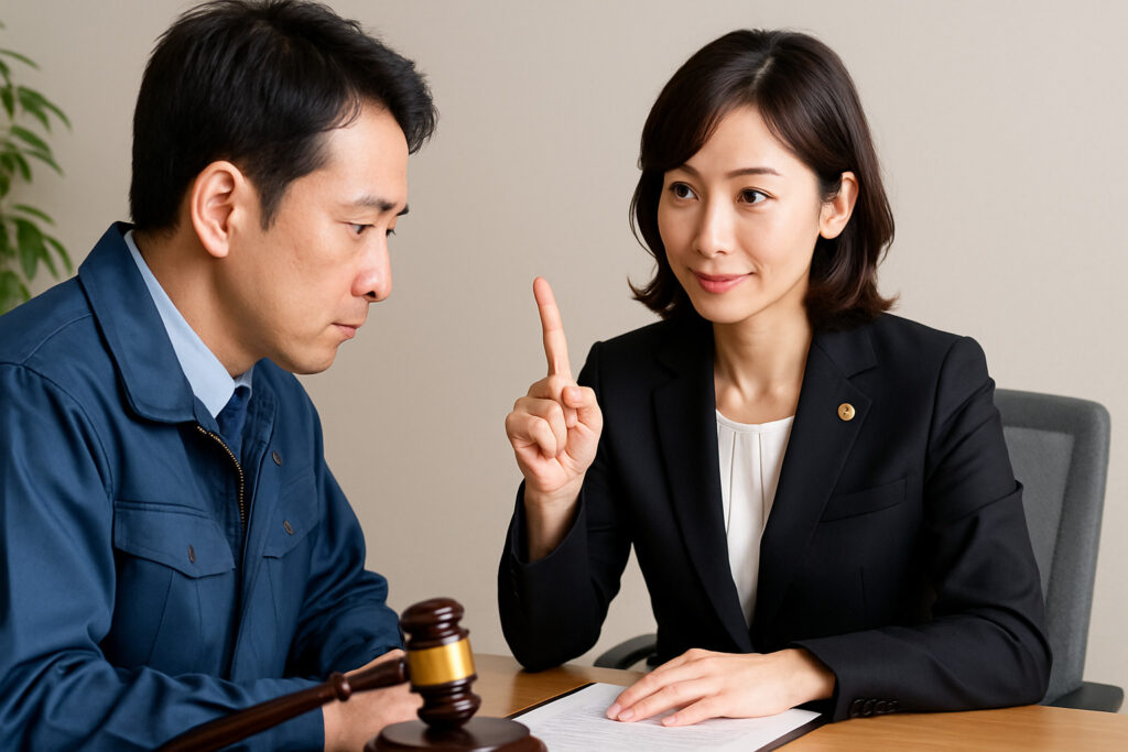 弁護士に相談している様子