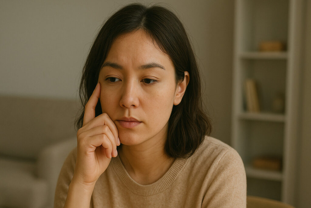 考え事をしている女性