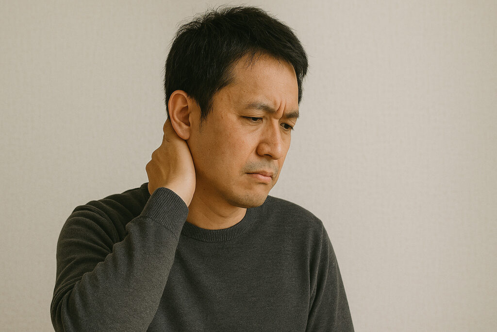 後遺障害について悩んでいる男性