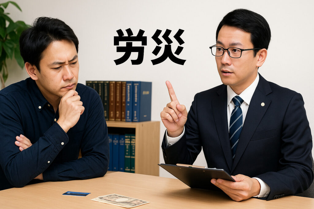 労災について相談している男性