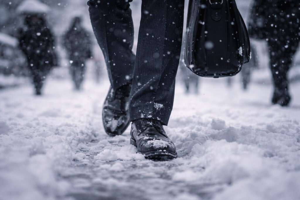 雪の中の通勤