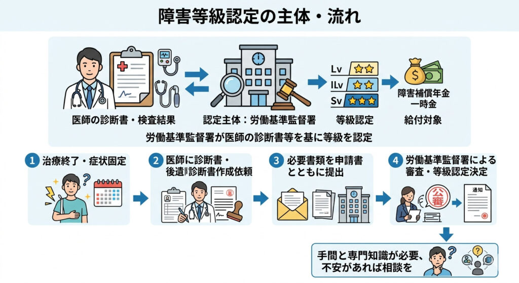 障害等級認定の主体・流れについて