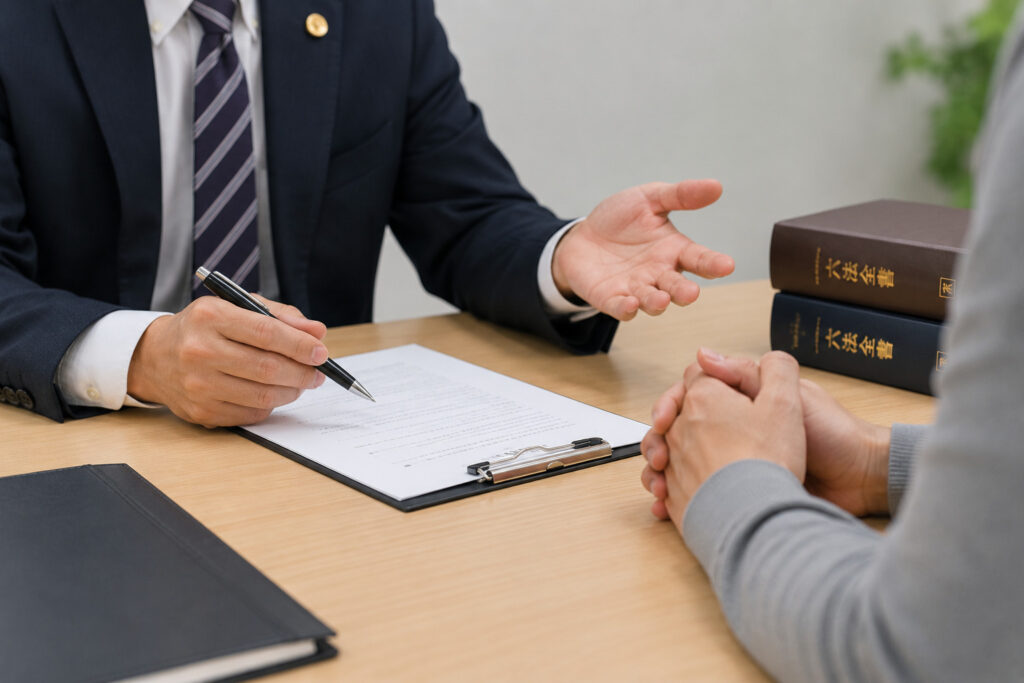 弁護士に相談している様子