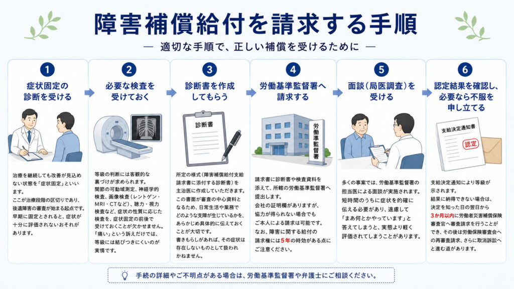 障害補償給付を請求する手順