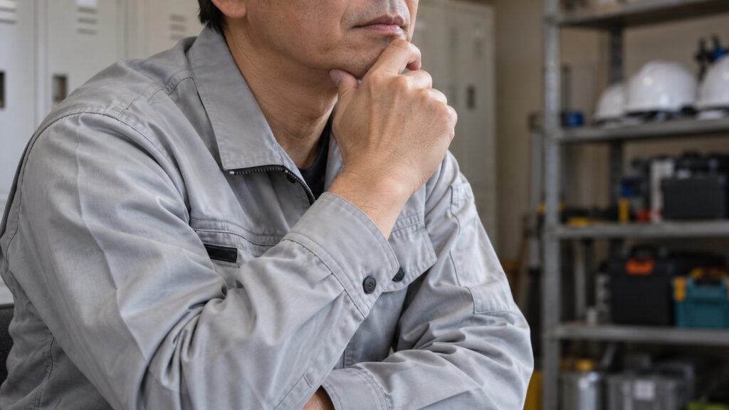 考え事をしている男性